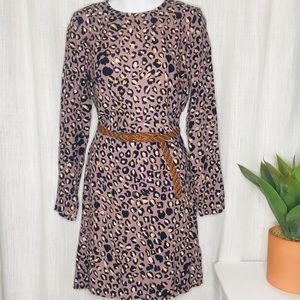 Purple & Gold Leopard Print Midi Dress